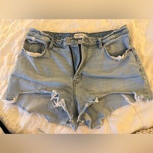 Abercrombie & Fitch Light Blue Distressed Denim Cutoff Shorts